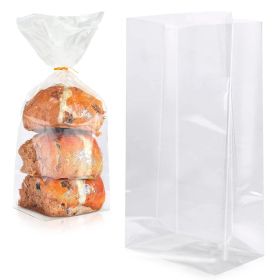 Clear Gusseted Poly Bags, 10 x 6 x 20 Inch. Pack of 100 Gusseted Plastic Bags 1 Mil Thick for Favors with Open Top. Clear Plastic Bags for Packaging C