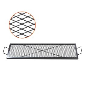 VEVOR X-Marks Fire Pit Grill Grate, Rectangle Cooking Grate, Heavy Duty Steel Campfire BBQ Grill Grid with Handle & Support X Wire, Portable Camping C
