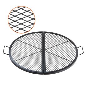 VEVOR X-Marks Fire Pit Grill Grate, Foldable Round Cooking Grate, Heavy Duty Steel Campfire BBQ Grill Grid with Handle and Support X Wire, Portable Ca
