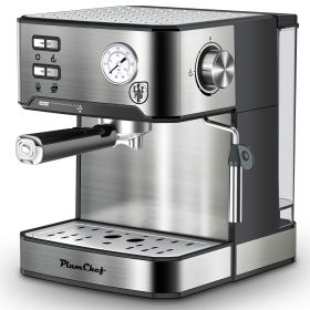 PlumChef Espresso Machine 20 Bar Professional Compact Household Coffee Espresso Maker with Milk Frother Steam Wand Pressure Gauge 54oz Water Tank