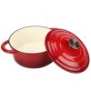 Dutch Oven,Dutch Oven Pot with Lid,3 QT Enamel Dutch Ovens with Dual Handles,Cast Iron Pot for Braiser,Cooking,Gifts for Family