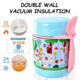 Insulated Lunch Boxes, Insulated lunch box for kids, Double Wall Vacuum Insulation & Exquisite 3D Pattern Design, For School Or Office, Christmas (BWB-4K: Cyan-Forest World)